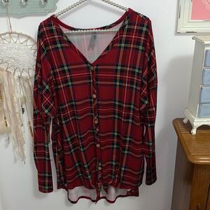 Honeyme curvy never worn Christmas plaid top xxxl